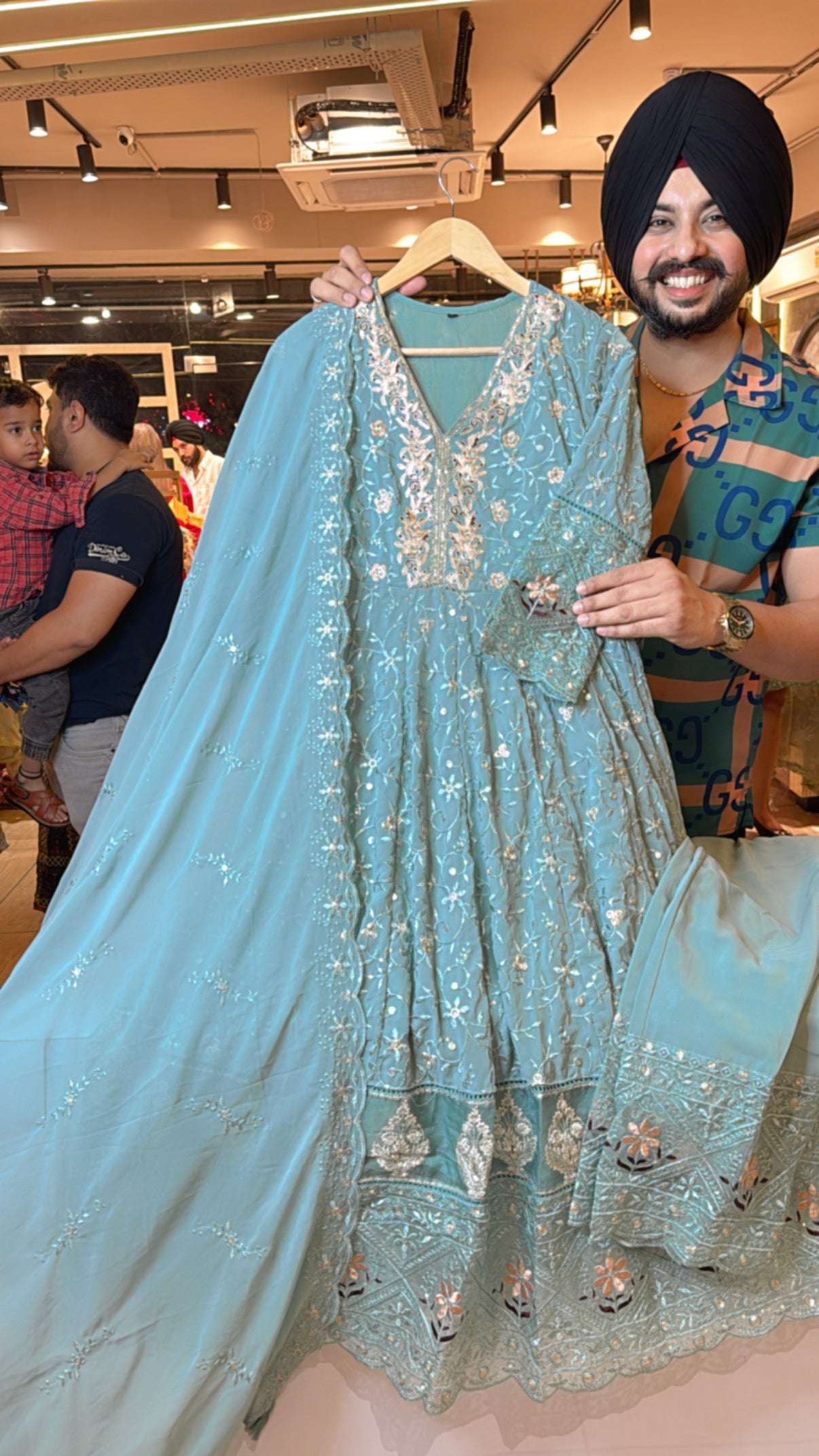 Mihika Blue Georgette Flared Anarkali Suit Set main image 0