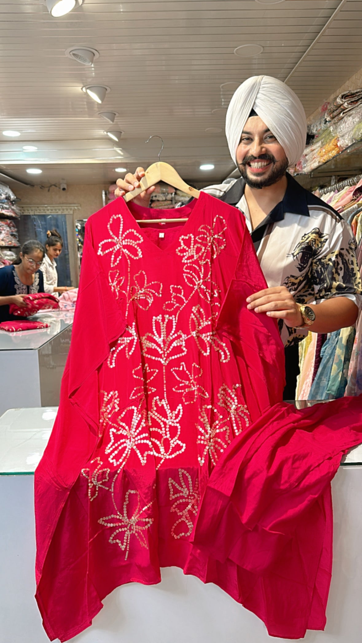Pink Silk Crepe Kaftan