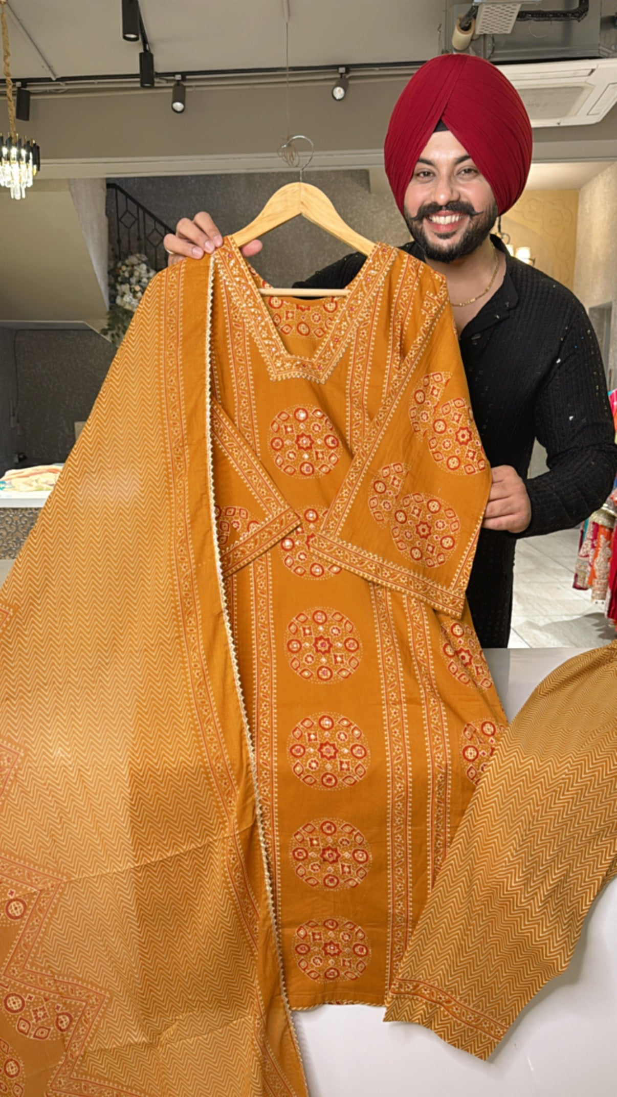 Mustard yellow Pure cotton Office Wear suit with Beautiful Duppata