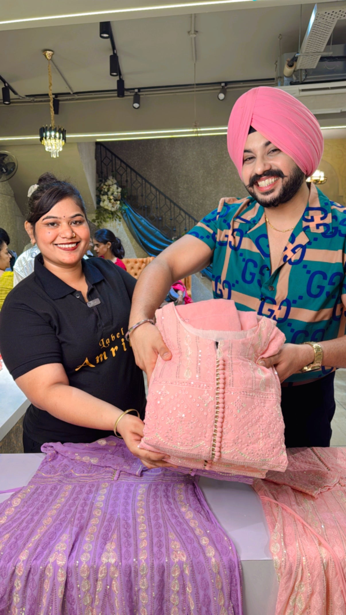 Pink Georgette Fully Embroidered Anarkali suit with Embroidered Duppata