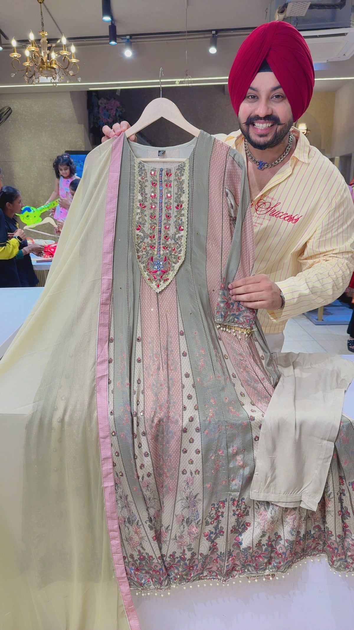 Pastel Green Crepe Beautiful Embroidered Full Flair Anarkali Suit
