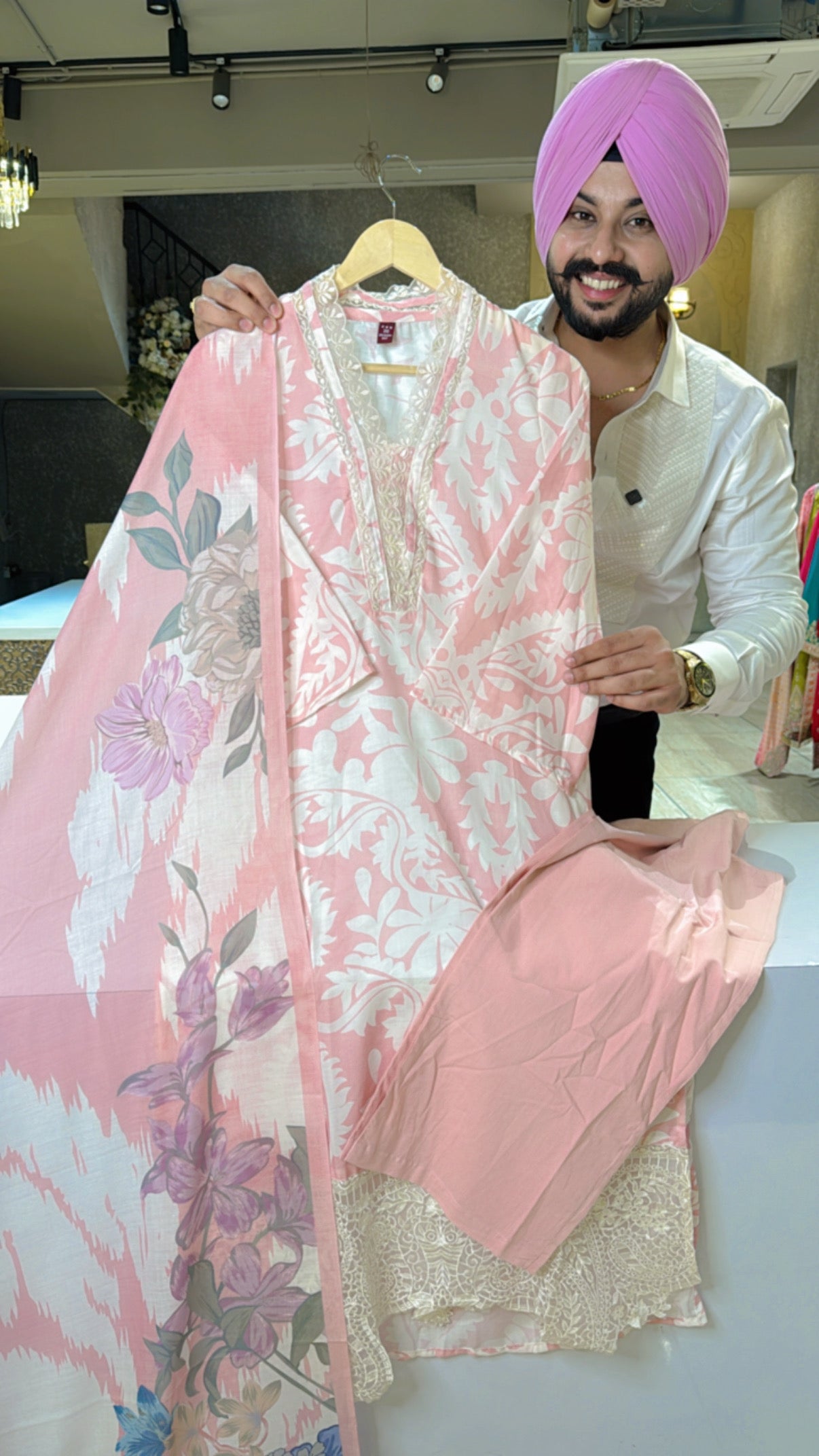 Baby Pink pure Cotton Stylish Pakistani Suit with Mal Cotton Duppata