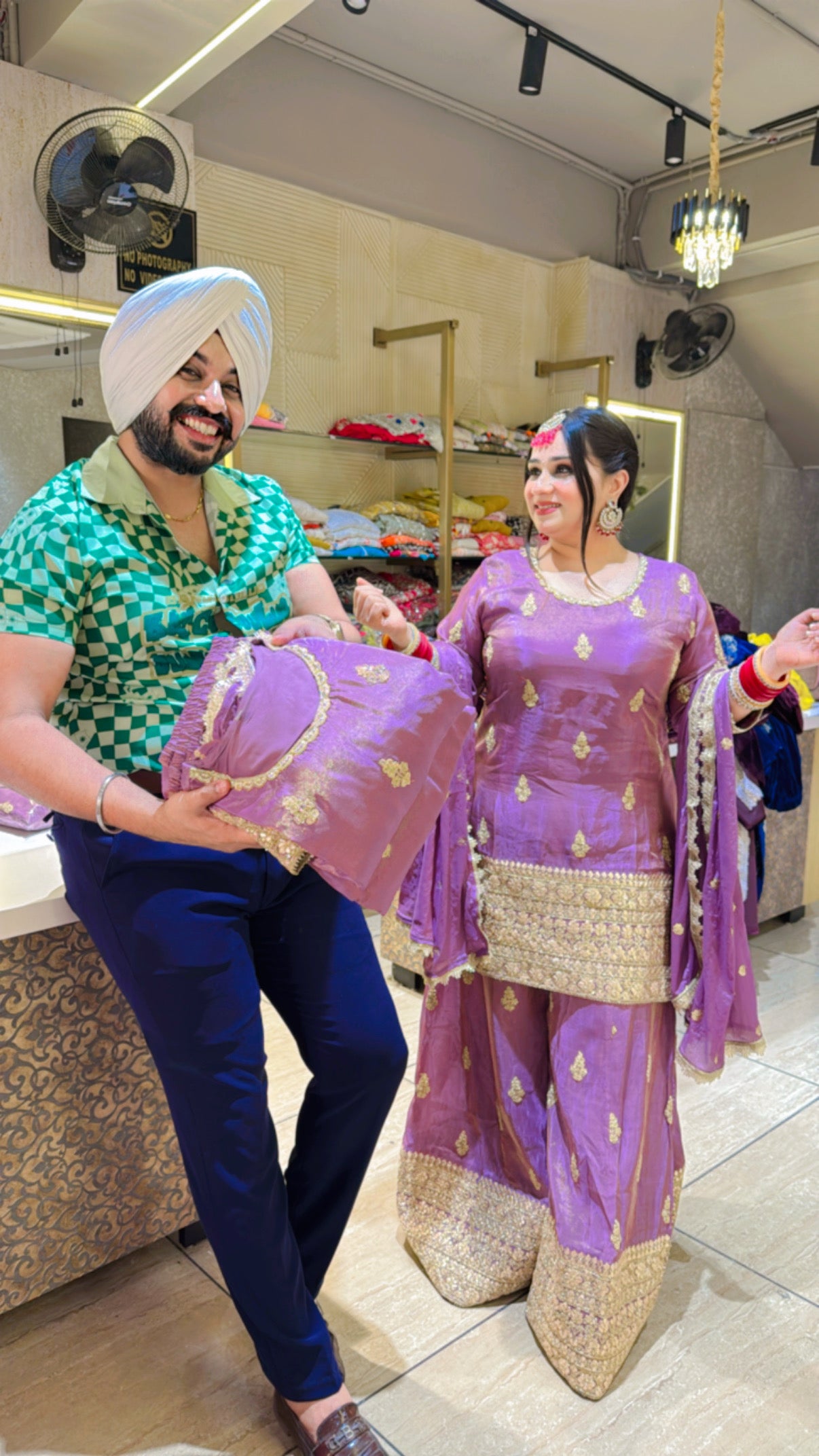 Mauve Shimmer Tissue Silk Heavy Embroidered Sharara Suit with beautiful Duppata