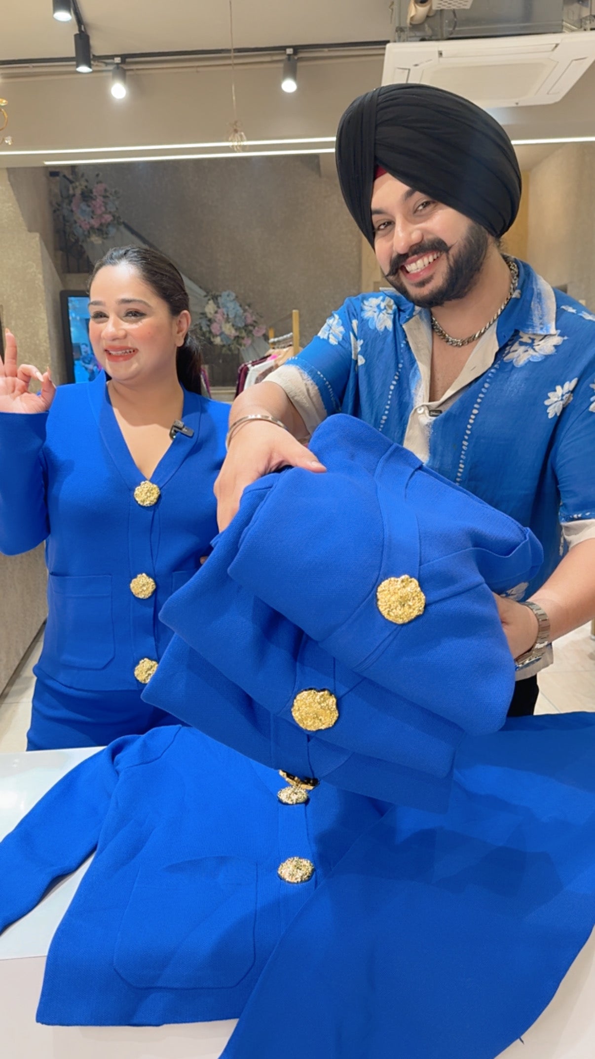 Royal Blue Imported Woolen Party Wear Ccord set