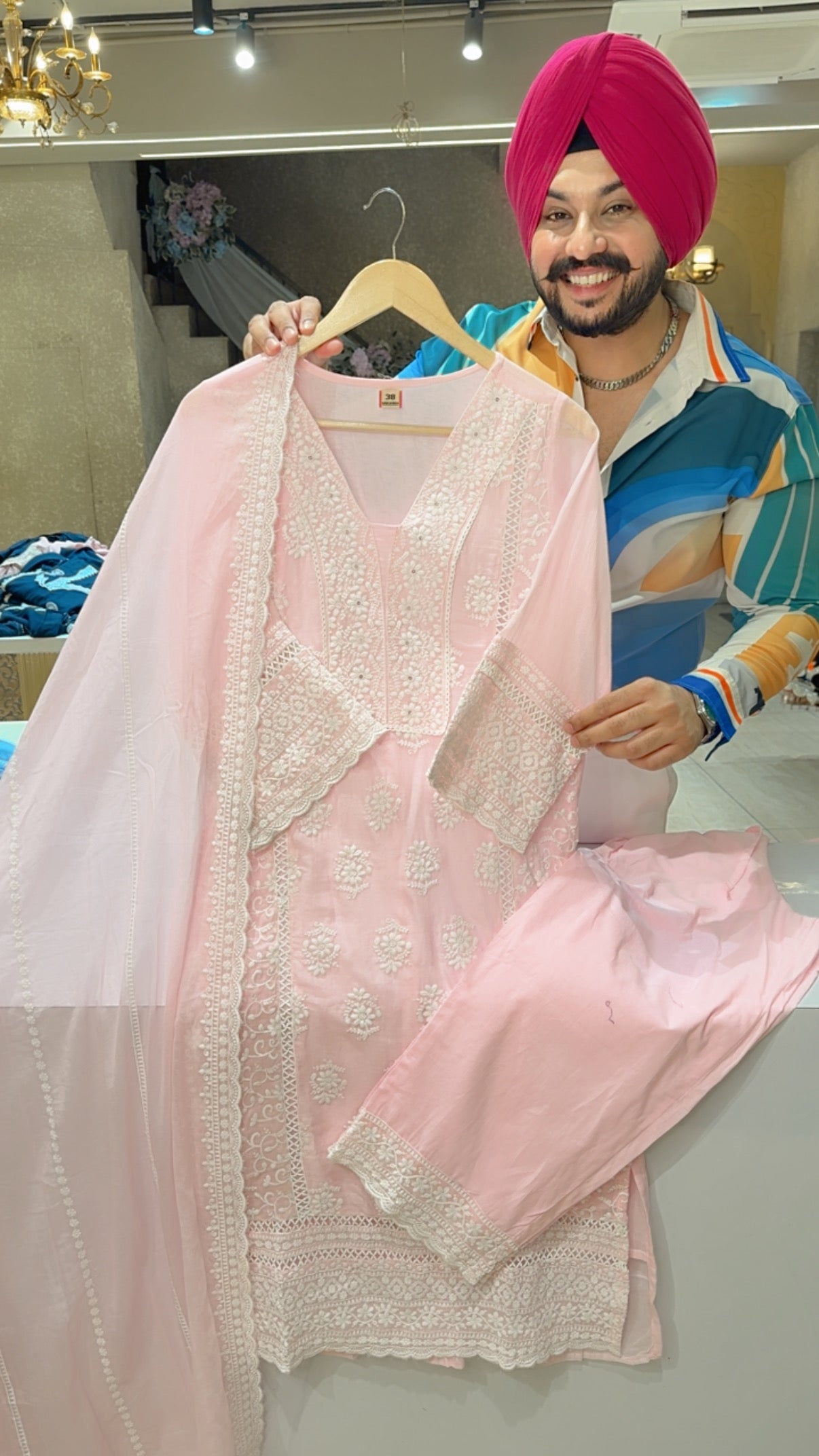 Baby Pink & Mal Cotton Fully embroidered Summerish Suits