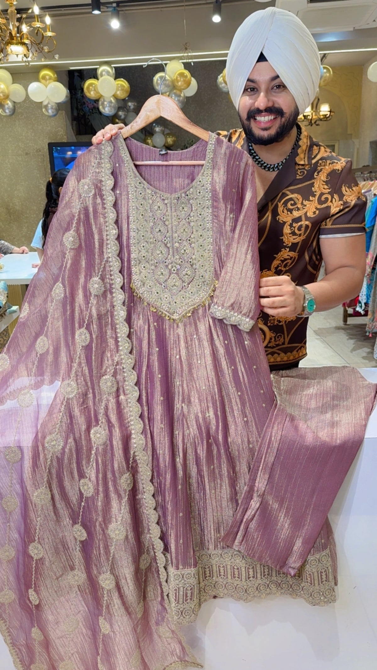 Onion Pink Salsa Fabric Heavy Embroidered Party Wear Anarkali Suit