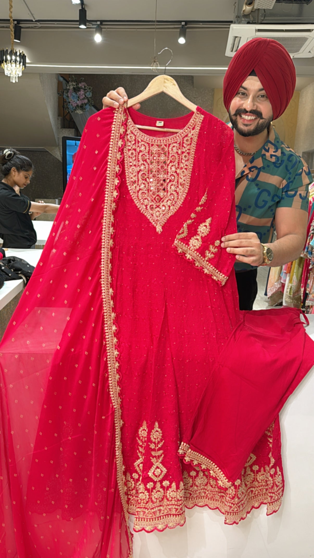 Anaari Georgette Heavy Embroidered & Shifli work Full Flair Anarkali Suit with Beautiful Duppata