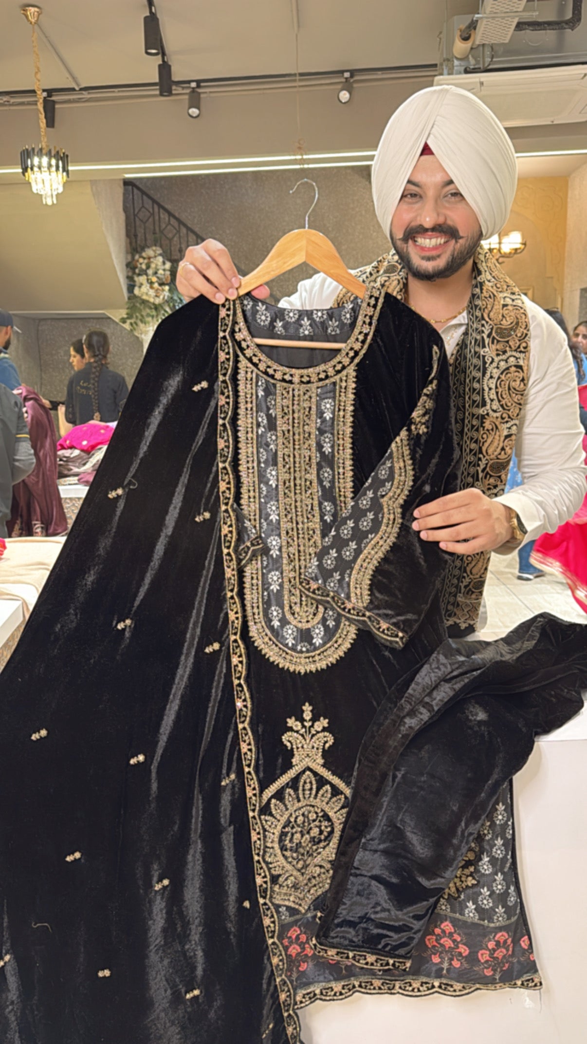 Black premium velvet Heavy Pakistani Suit with Beautiful Duppata