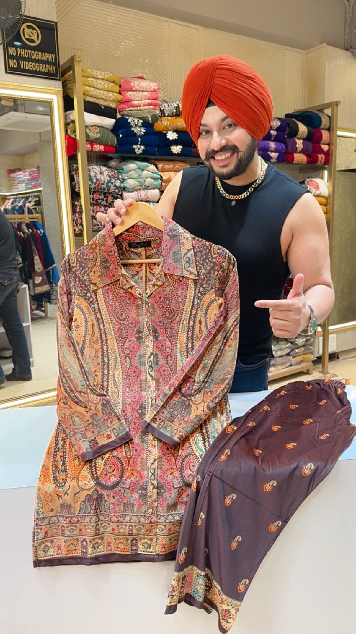 Maroon & Multicolored Soft velvet Office Wear Coord set