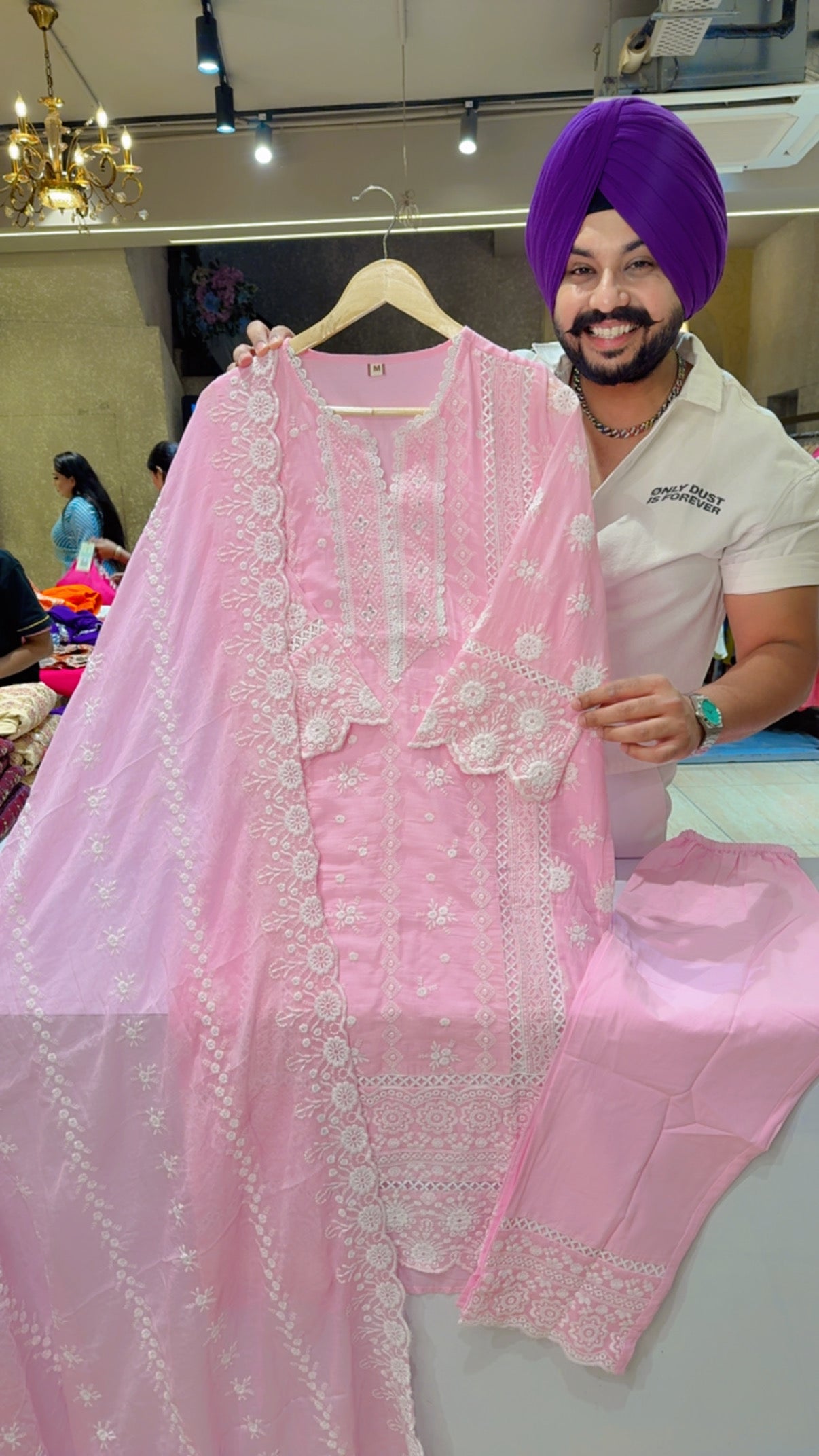 Baby Pink Mal Cotton Fully embroidered party Wear Summerish Suit