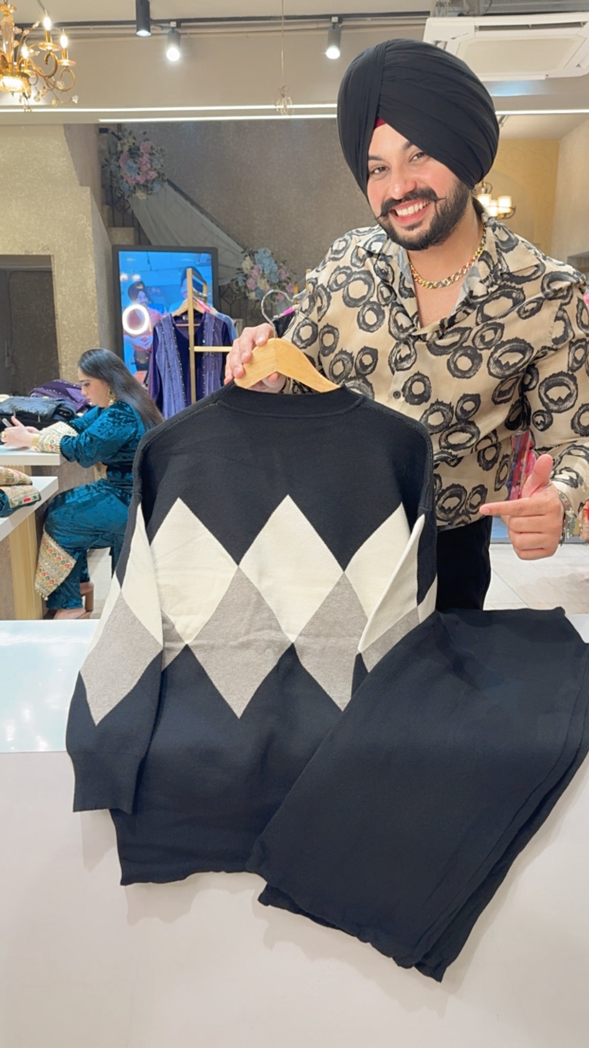 Black Imported Woolen Fully Stretchable Western Coord set