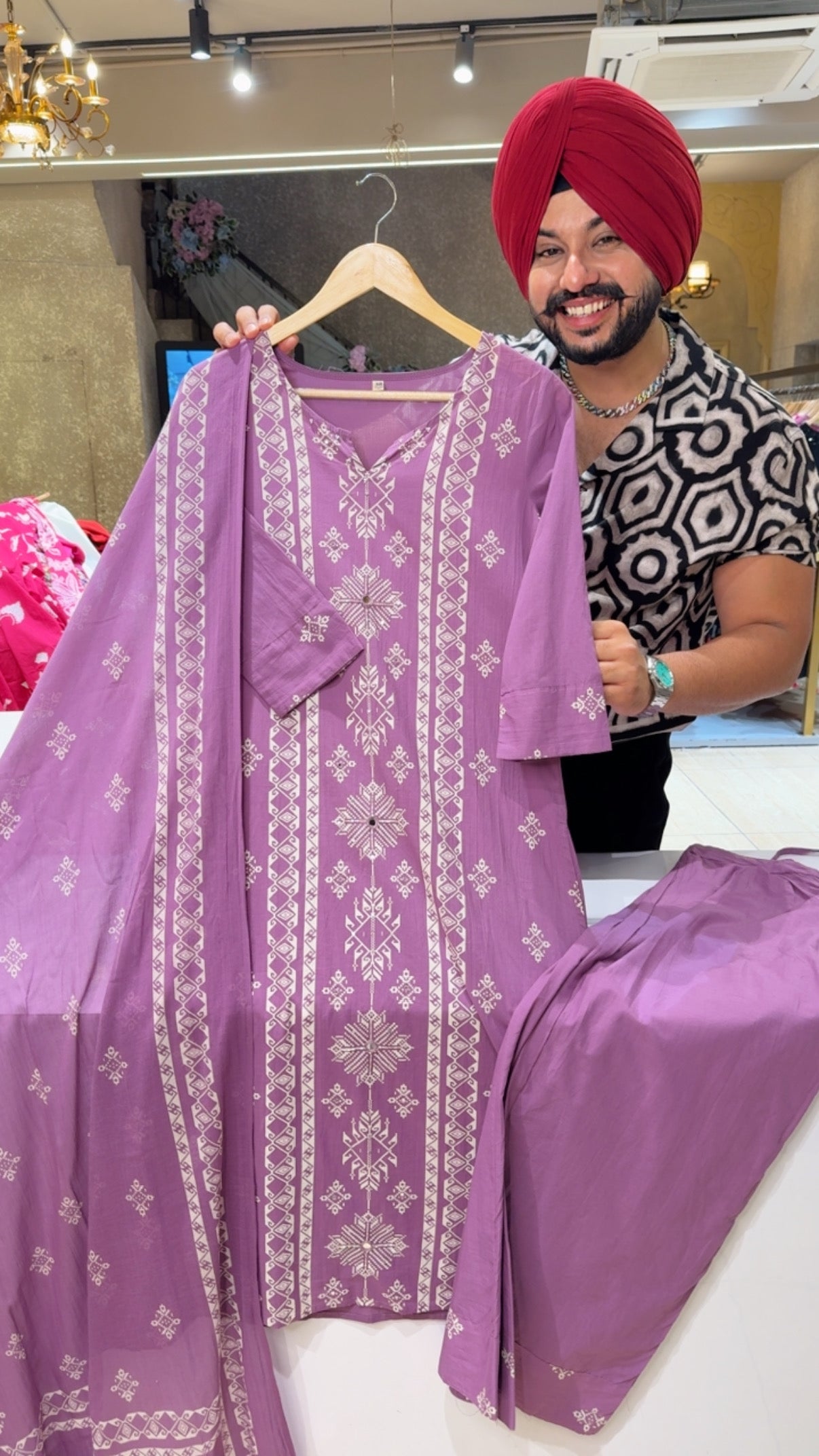 Mauve pure Cotton Office Wear Suit with Sleek Hand embroidery work on it