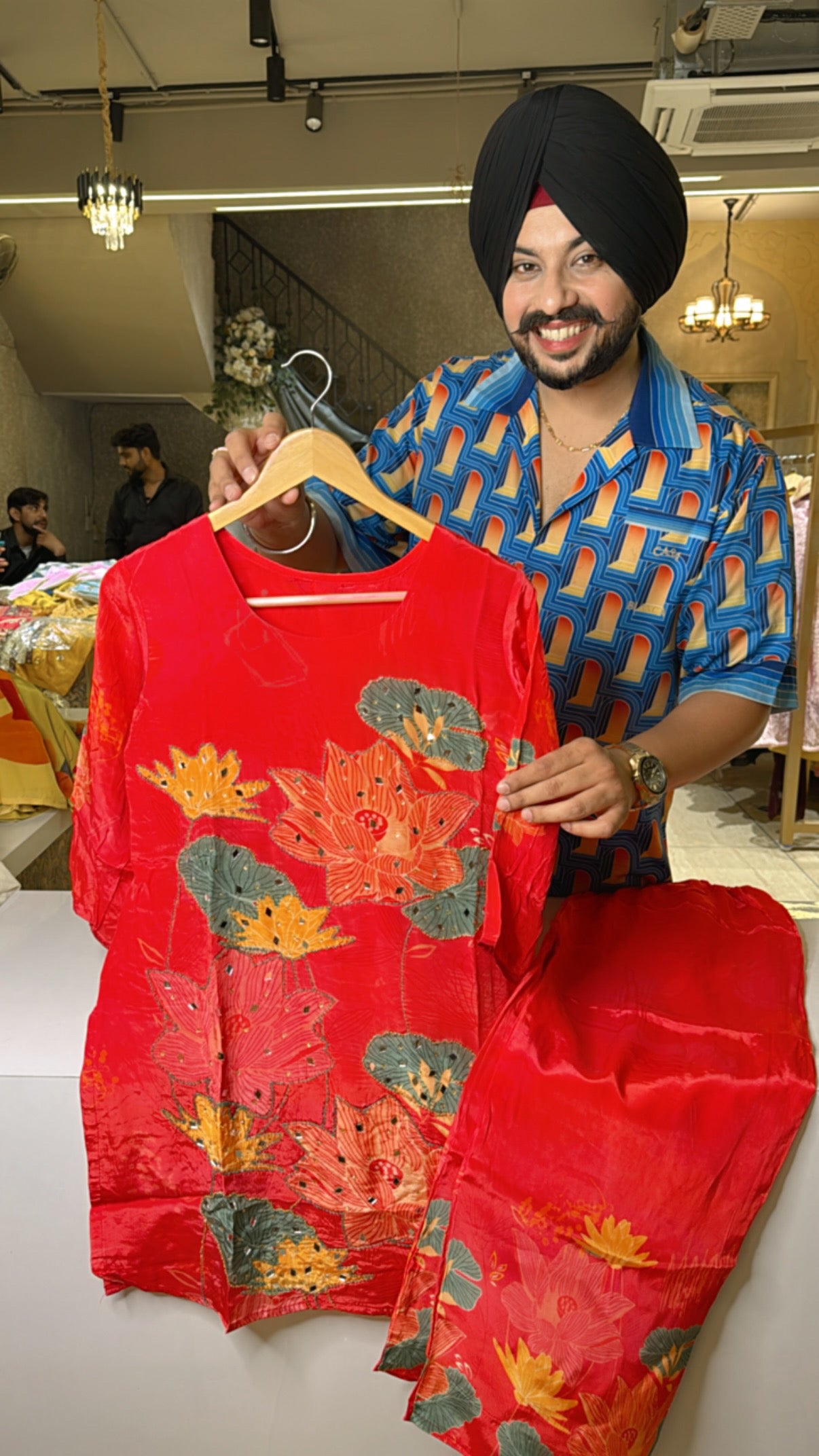 Vibrant Gajri Hand embroidered Premium Crepe Coord sets
