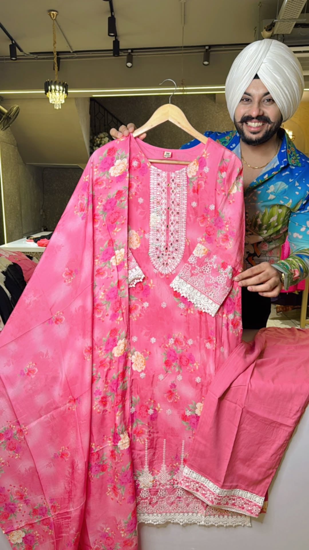 Rose Pink Muslin Silk Embroidered & Cut Work Straight Suit