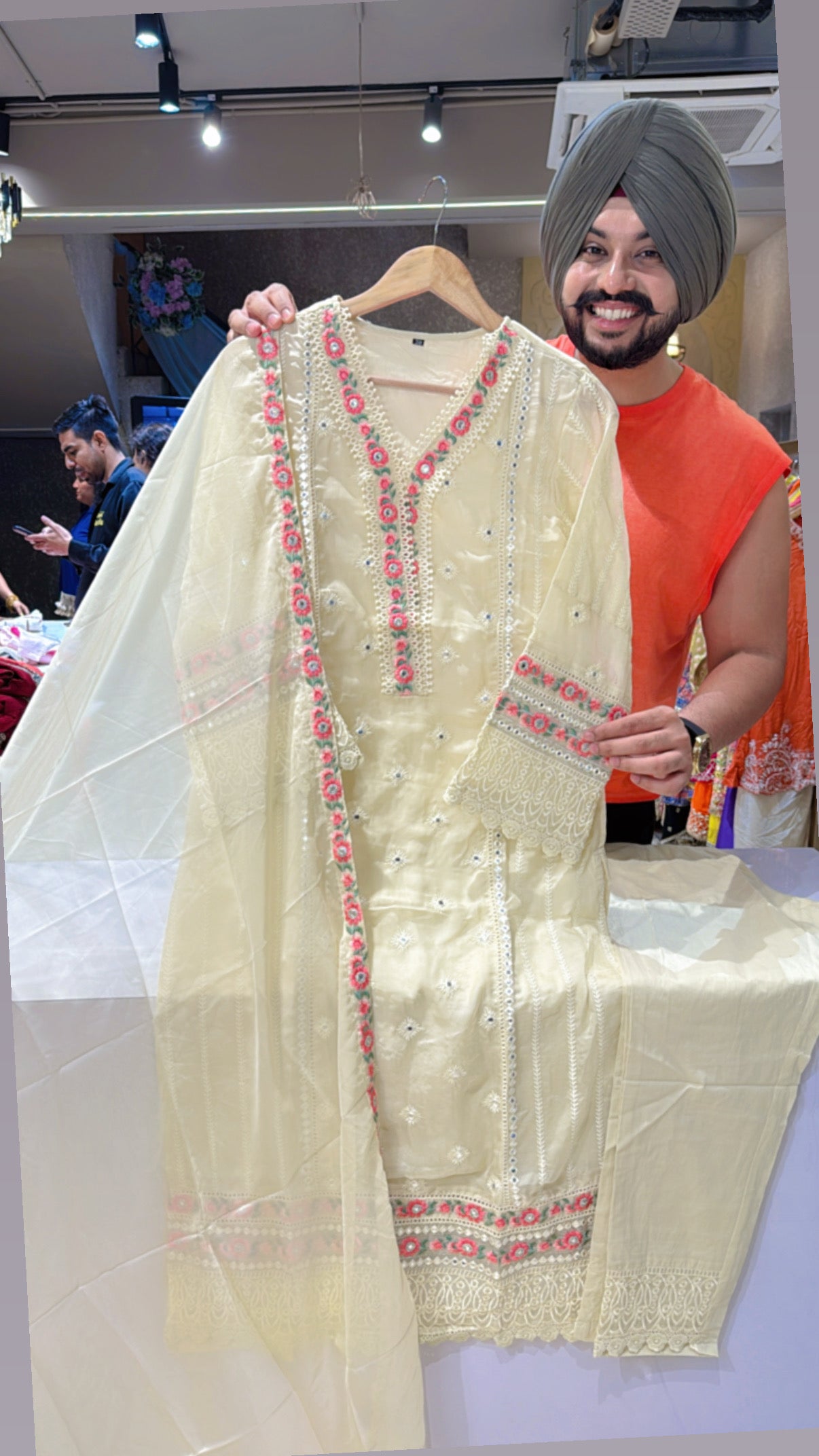 Soft Organza Heavy Embroidered Pakistani Suit with Beautiful Organza Duppata