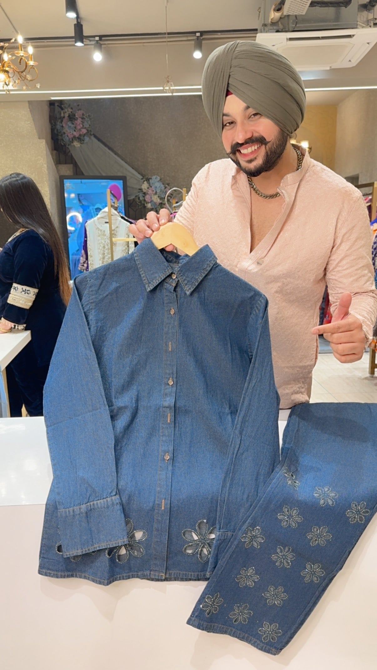 Dark Soft Denim Heavy Cut Work Coord set