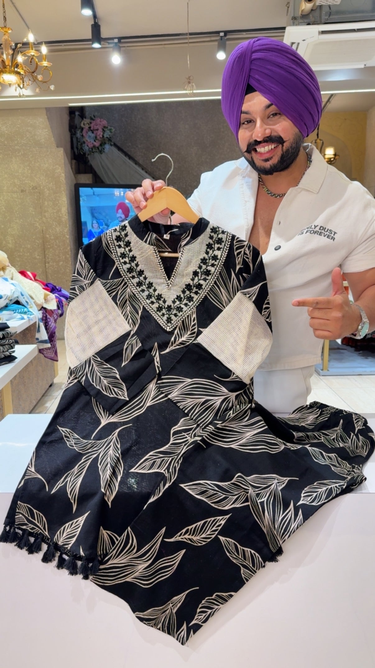 Black Soft Khaadi Embroidered Coord set with Beautiful Tassels on Border