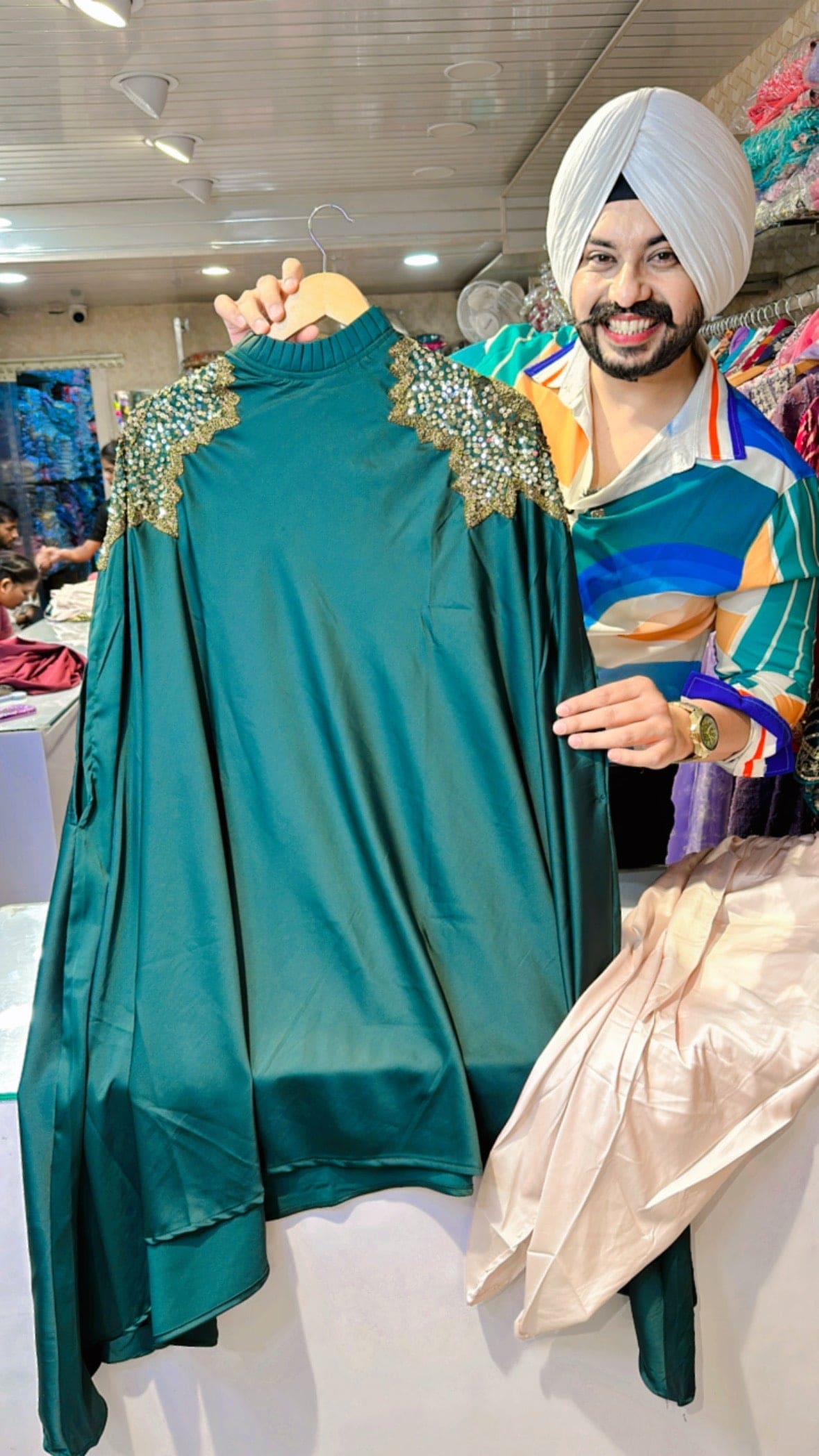 Green Embroidered Coordset with Stylish Tulip pants in Imported fabric