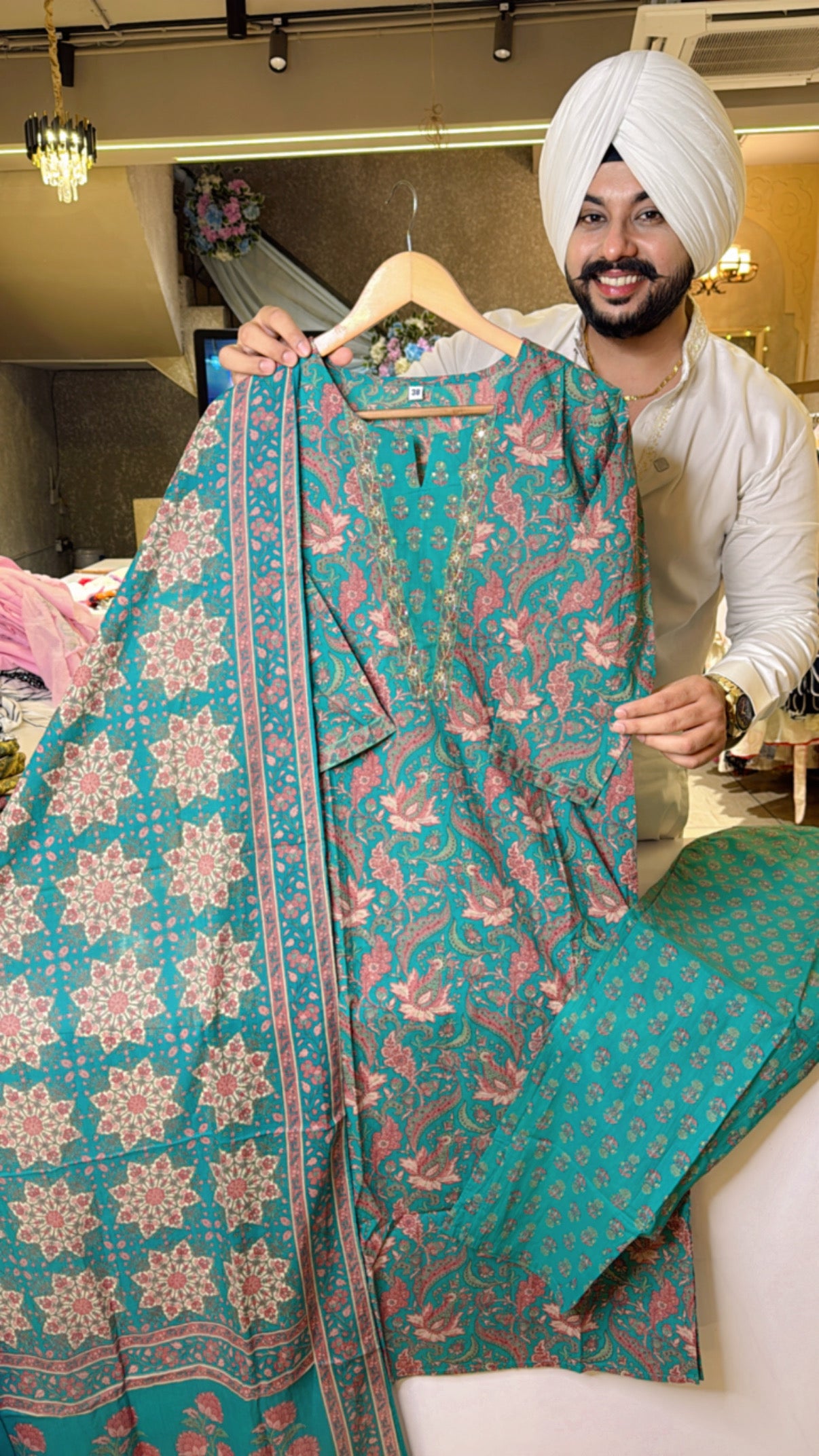 Rama green Pure Cotton Office straight Suit With beautiful Duppata