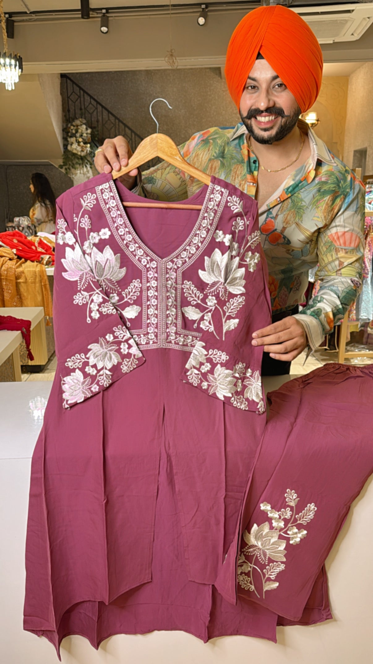 Onion Embroidered High low Front Slit Coord set in Importer Fabric