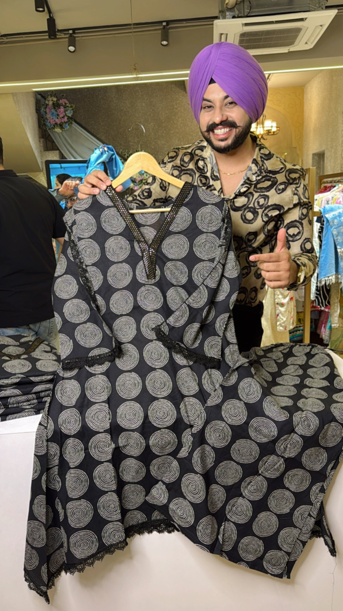 Black Pure Cotton C-cut Plazo Coord set