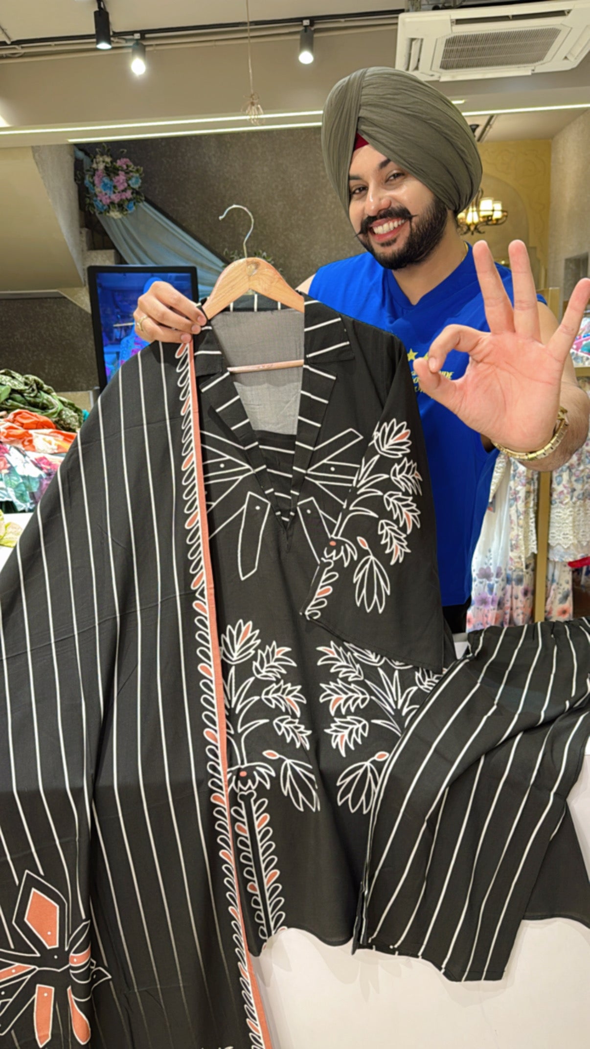Black Soft Rayon C-cut Indowestern Coord set with Beautiful Duppata