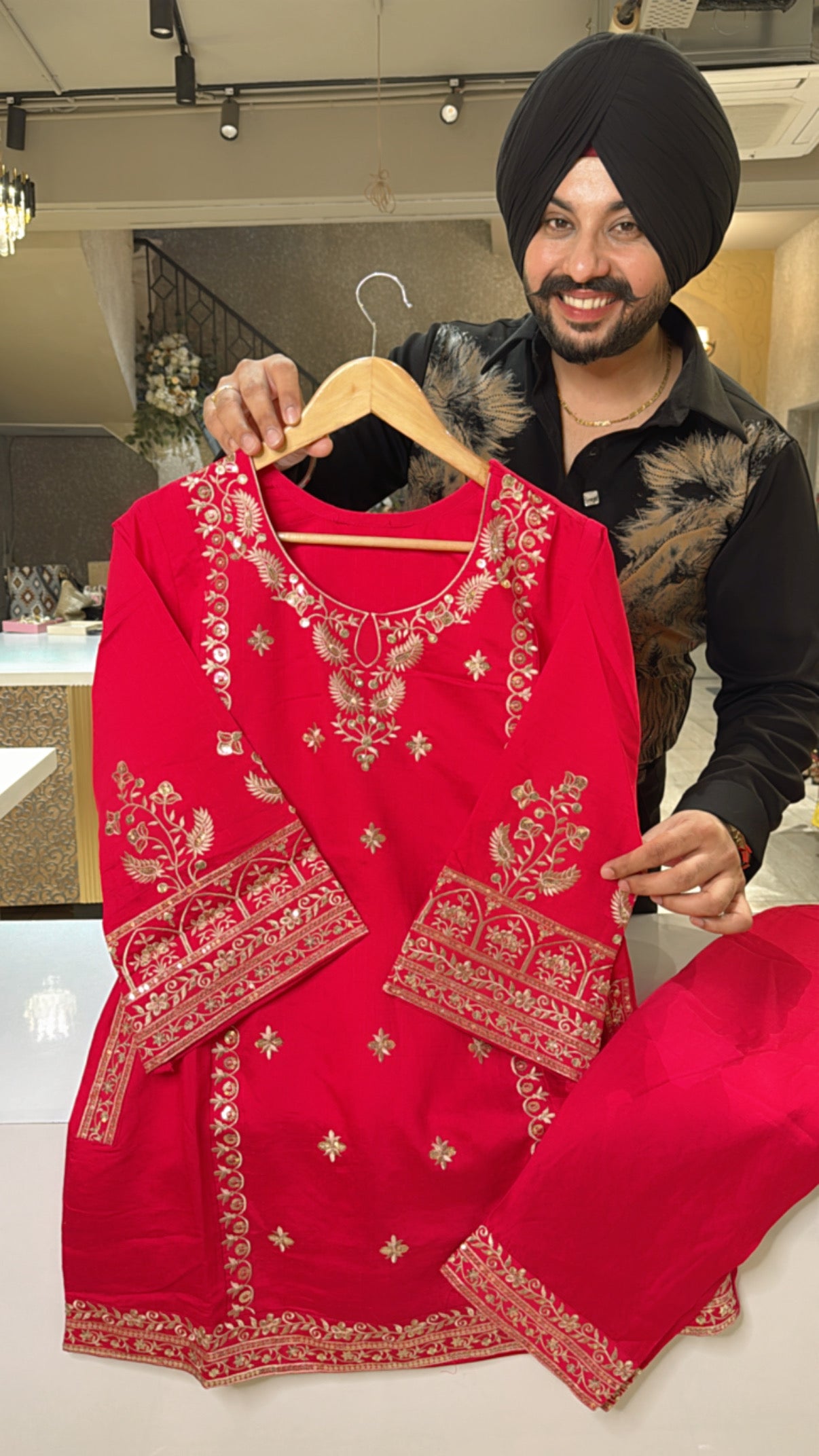 Rani pink Soft silk Embroidered Pakistani Coord set with Side pockets
