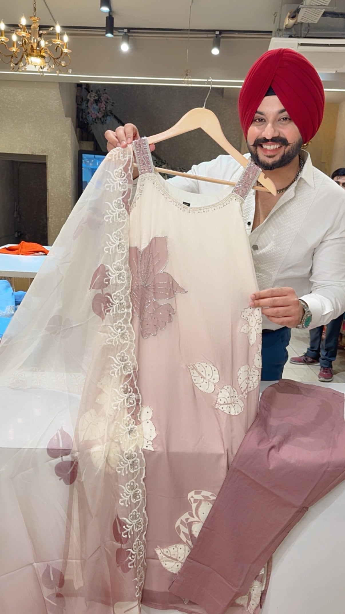 Onion Premium Chiffon Girlish Hand embroidered Strap Cut Sleeves Suit with Soft Organza Duppata