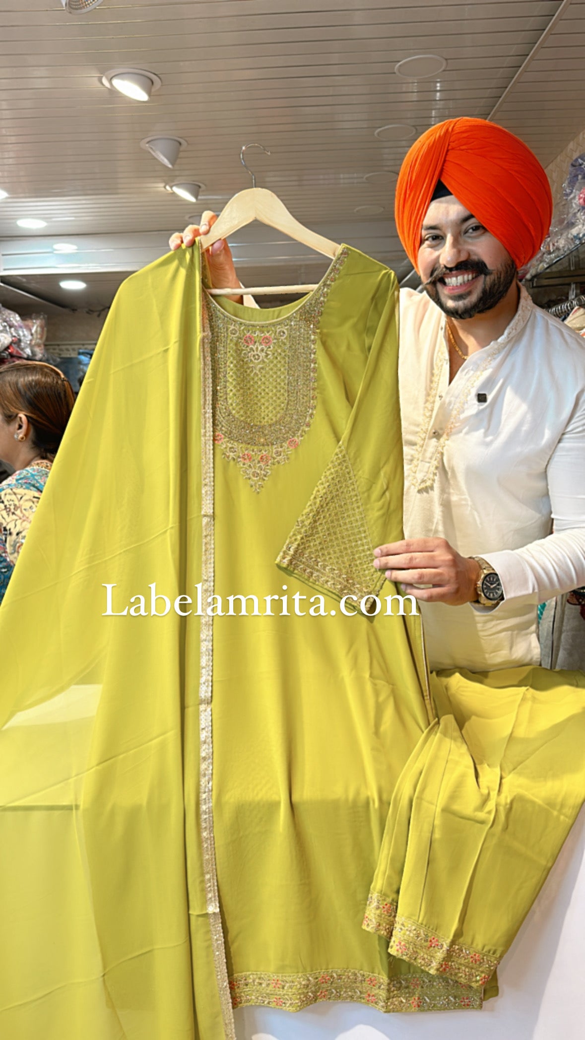 Vibrant Green Georgette Straight Suit with Beautiful Embroidery work