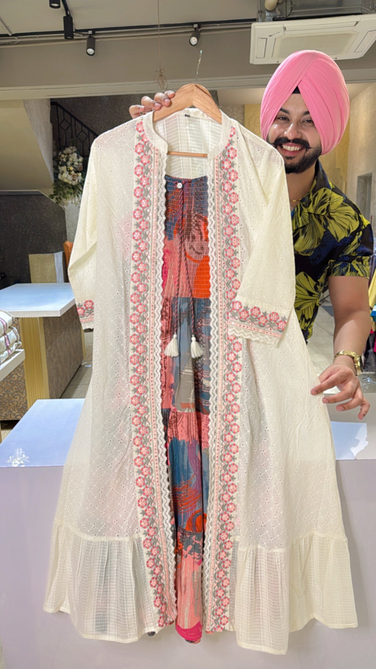 Rayon Multicolored Indo western Dress With Embroidered Shrug