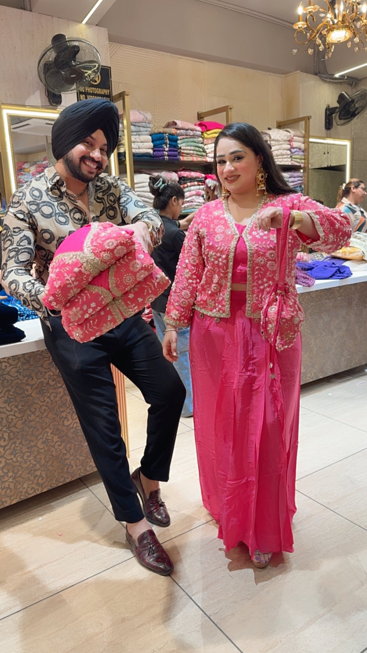 Pink Crepe Drape Crop Set with Heavy Hand embroidered Short Jacket & Potli