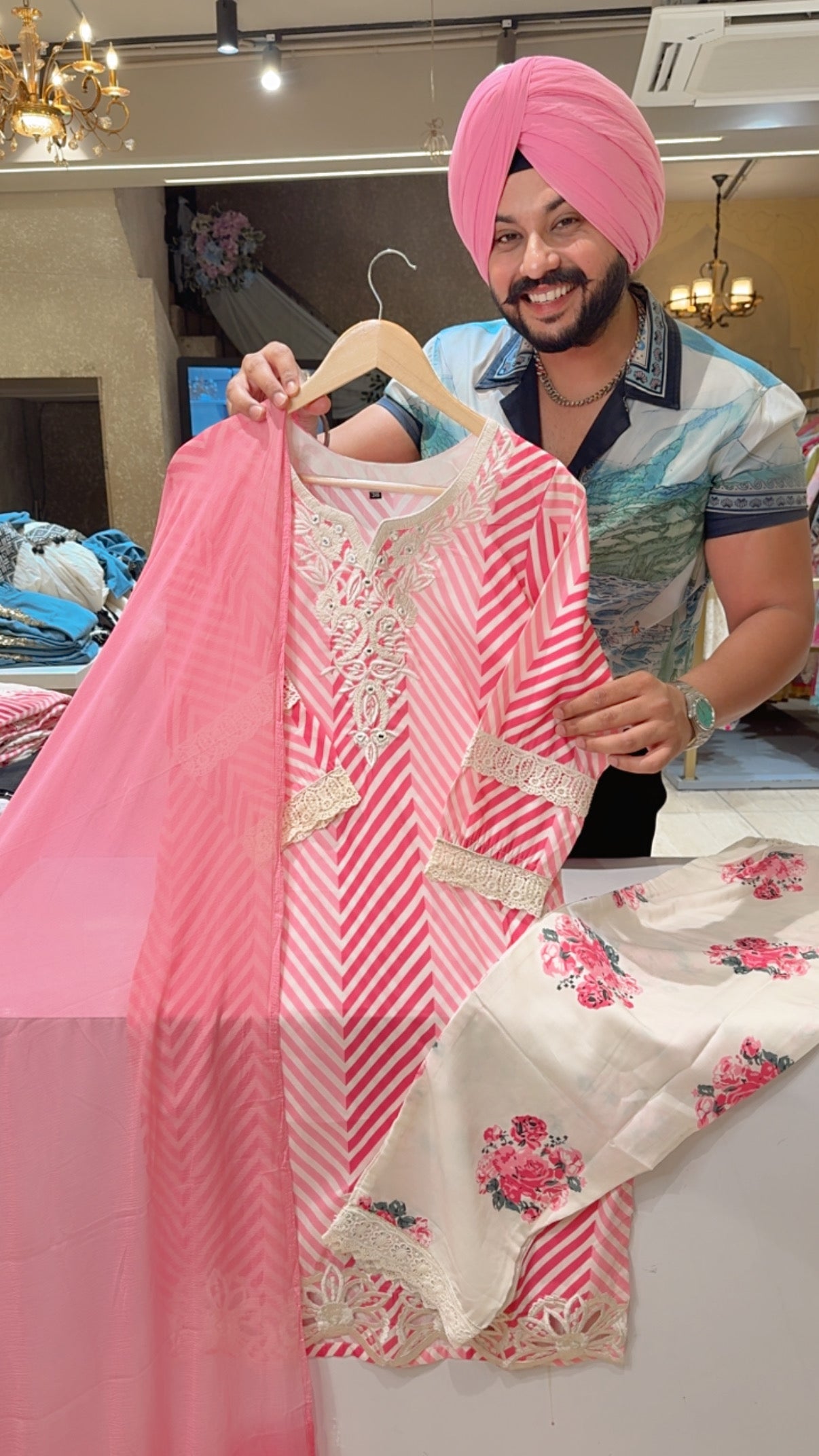 Pink Soft Silk Embroidered & Applique Cut work Indowestern Suit