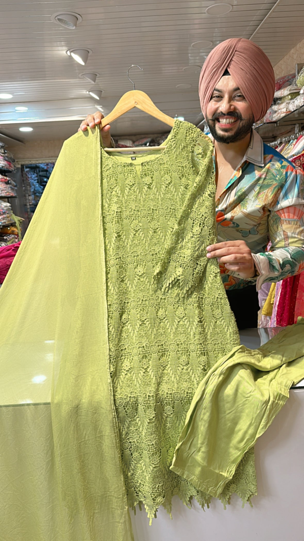 Mint green Crochet Pakistani Indo western Suit