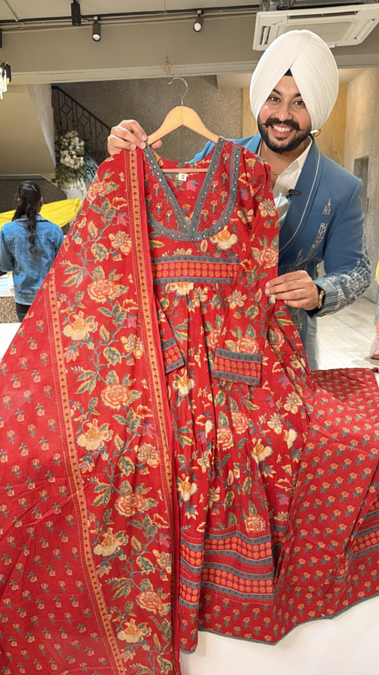 Reddish Maroon pure Cotton Floral print Full Fliar Anarkali Suit with Beautiful Duppata