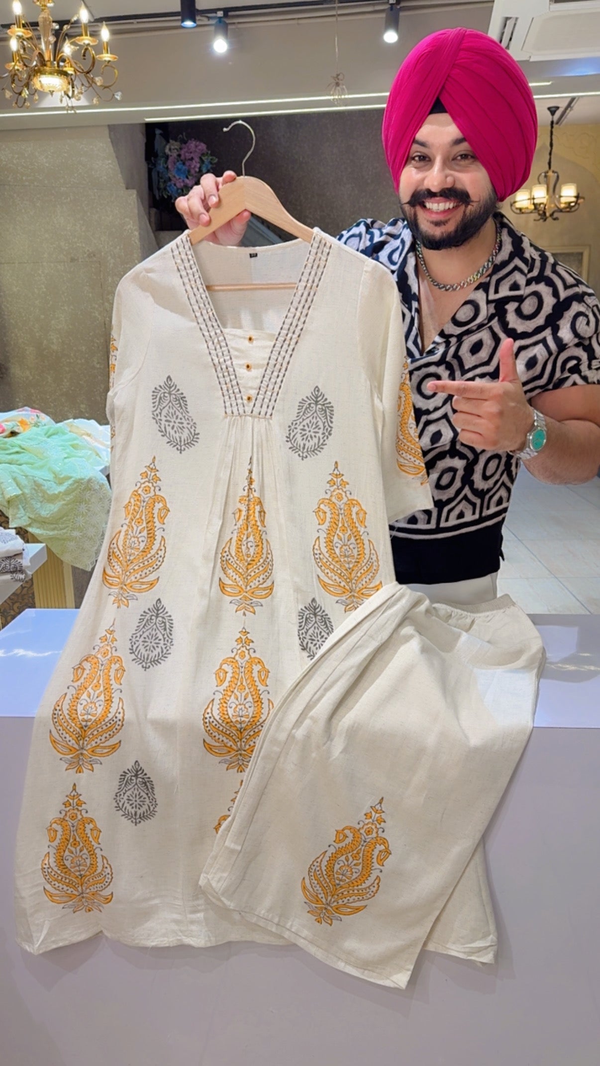 Off White Soft Khaadi Digital Print Long Length Coord set