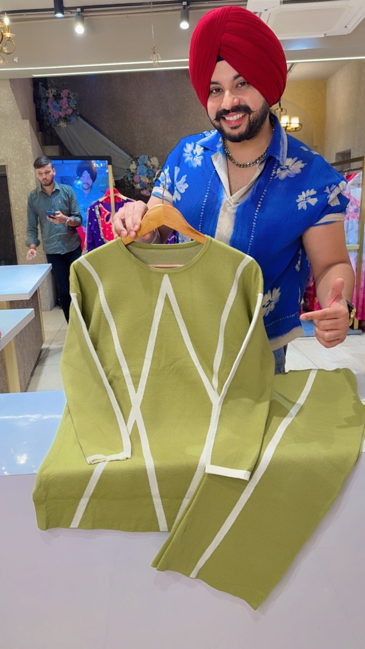 Pastel green Soft Imported Woolen Baggy Western Coordset