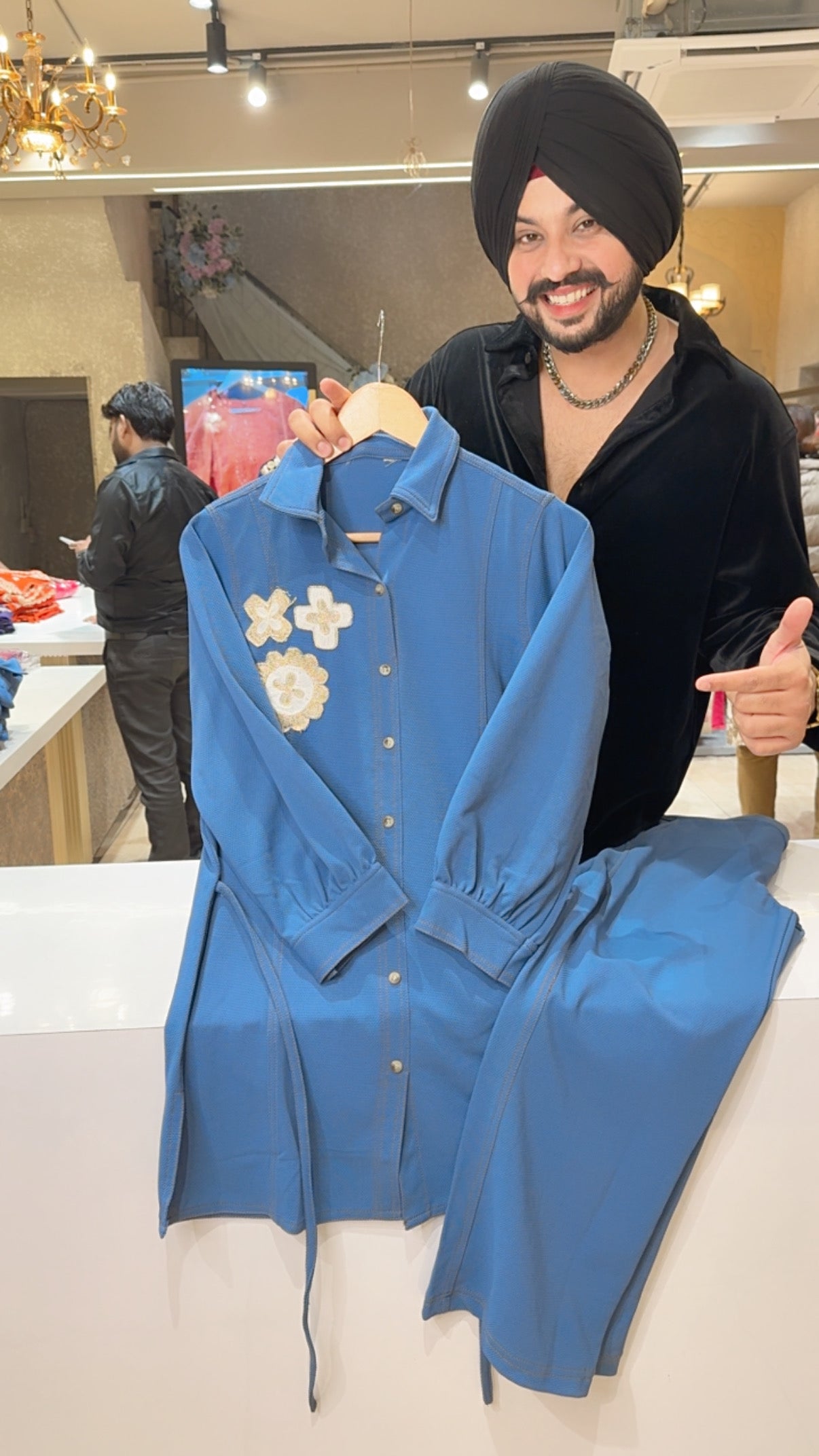 Powder Blue Stretchable Imported Stuff Pre-Winter Coord set