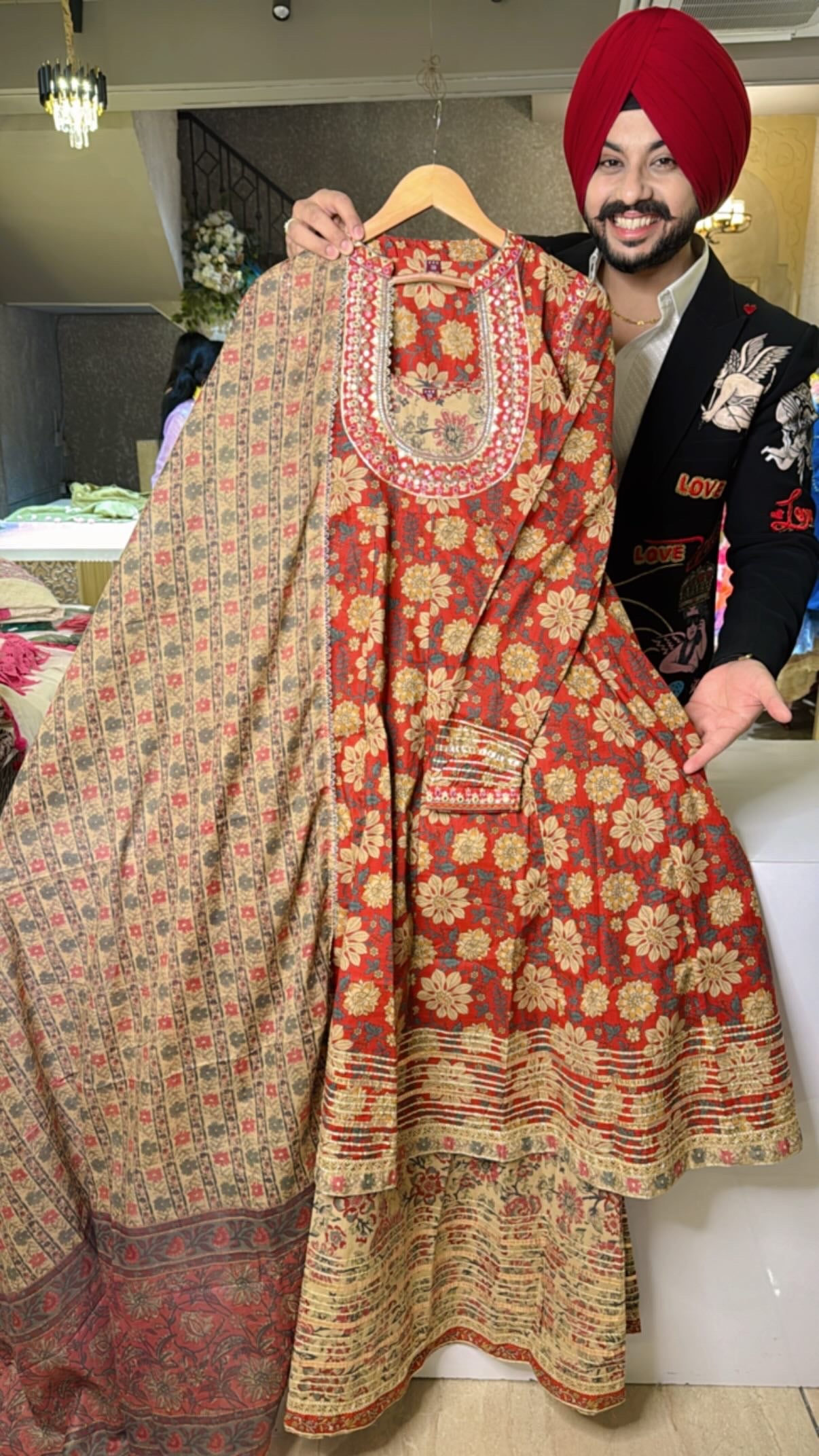 Maroon Pure Cotton Indowestern Double Flair Anarkali Gown with Beautiful Duppata