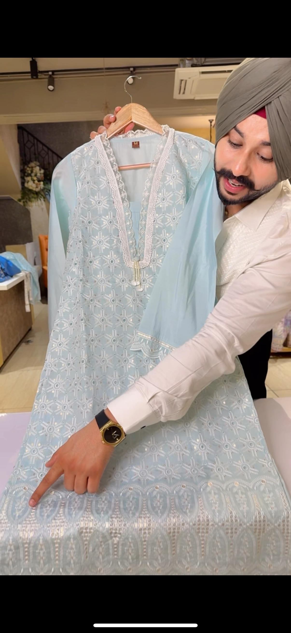 Light Blue Roman Silk Fully Embroidered Pakistani Suit with Beautiful Dupatta
