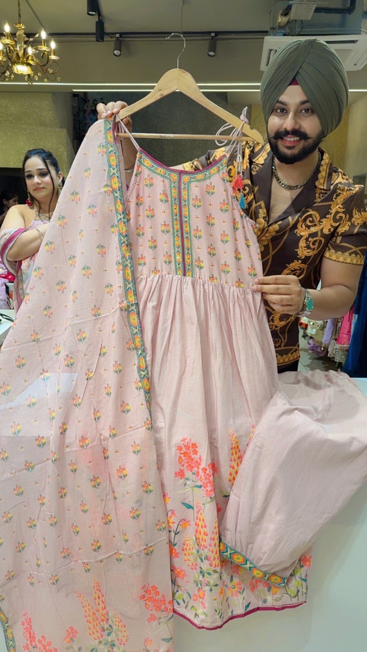 Nude Pink Mal Cotton Noodle Sleeves Nyra Cut Pathani suit