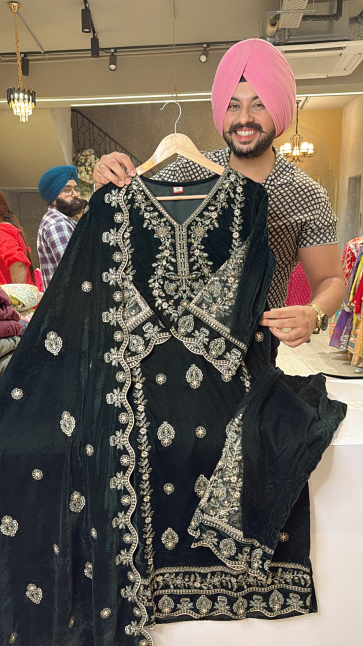Green Velvet heavy embroidered Pakistani Suit
