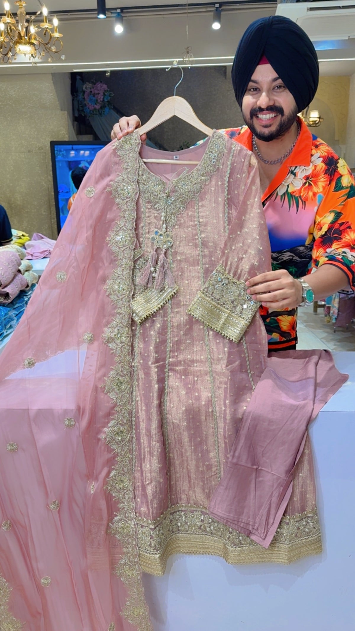 Pink Salsa Fabric Heavy Embroidered Party Wear Anarkali Suit