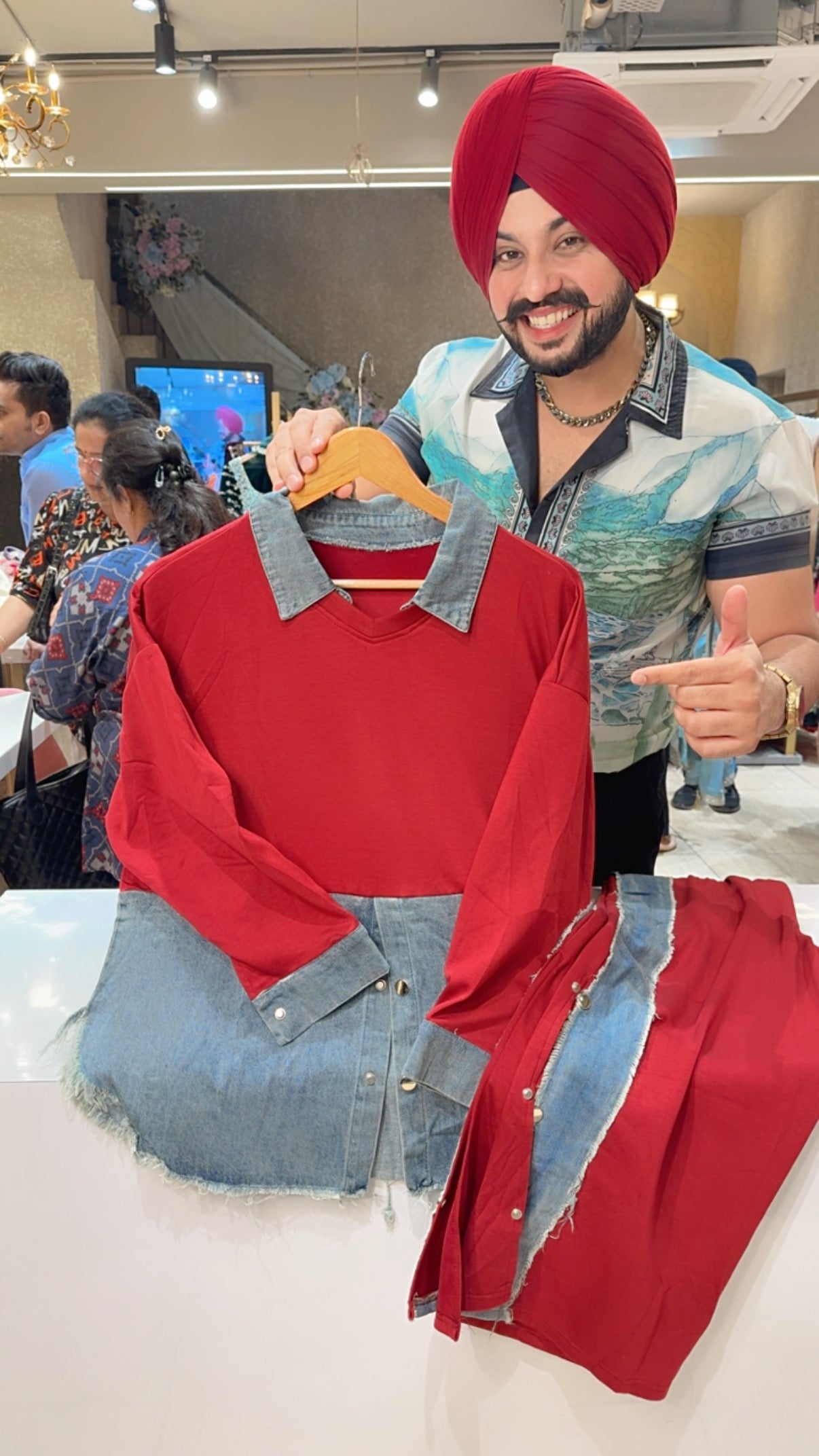 Reddish Maroon Fully Stretchable Pre-Winter Baggy Coord set with Side Slit Pants