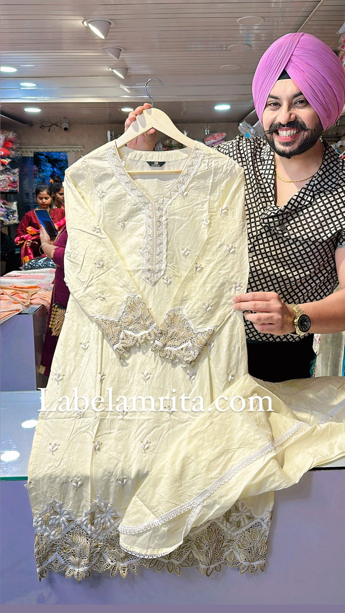 Off white Pure Cotton Embroidered Coord set with Stylish tulip pants