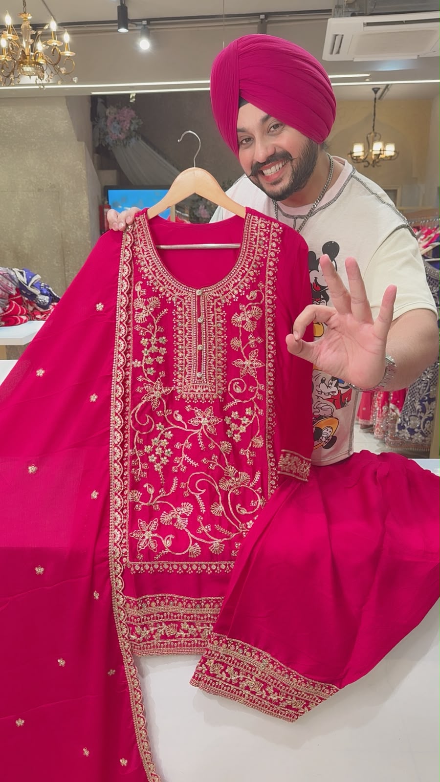 Rani Chinon Fully embroidered Farshi Salwar Suits