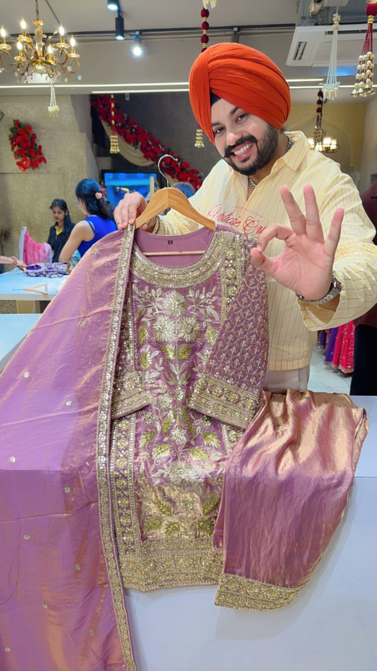 Glass Tissue Fully Embroidered & Sequins Work Party Wear Straight Suit