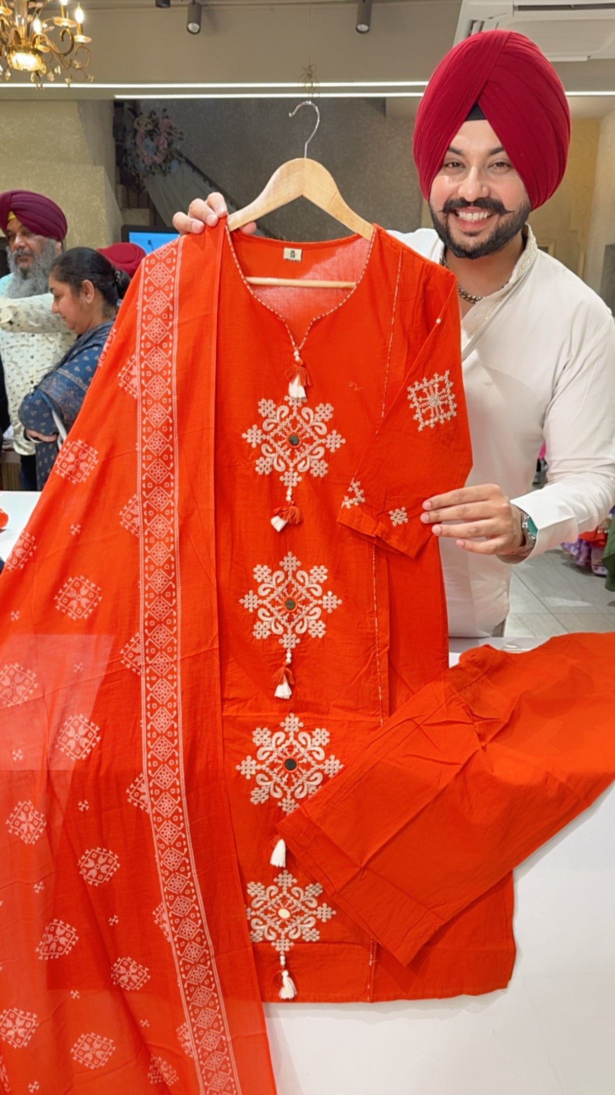 Rusty Orange Pure Cotton Semi Formal Straight Suit with Beautiful Embroidery Work it