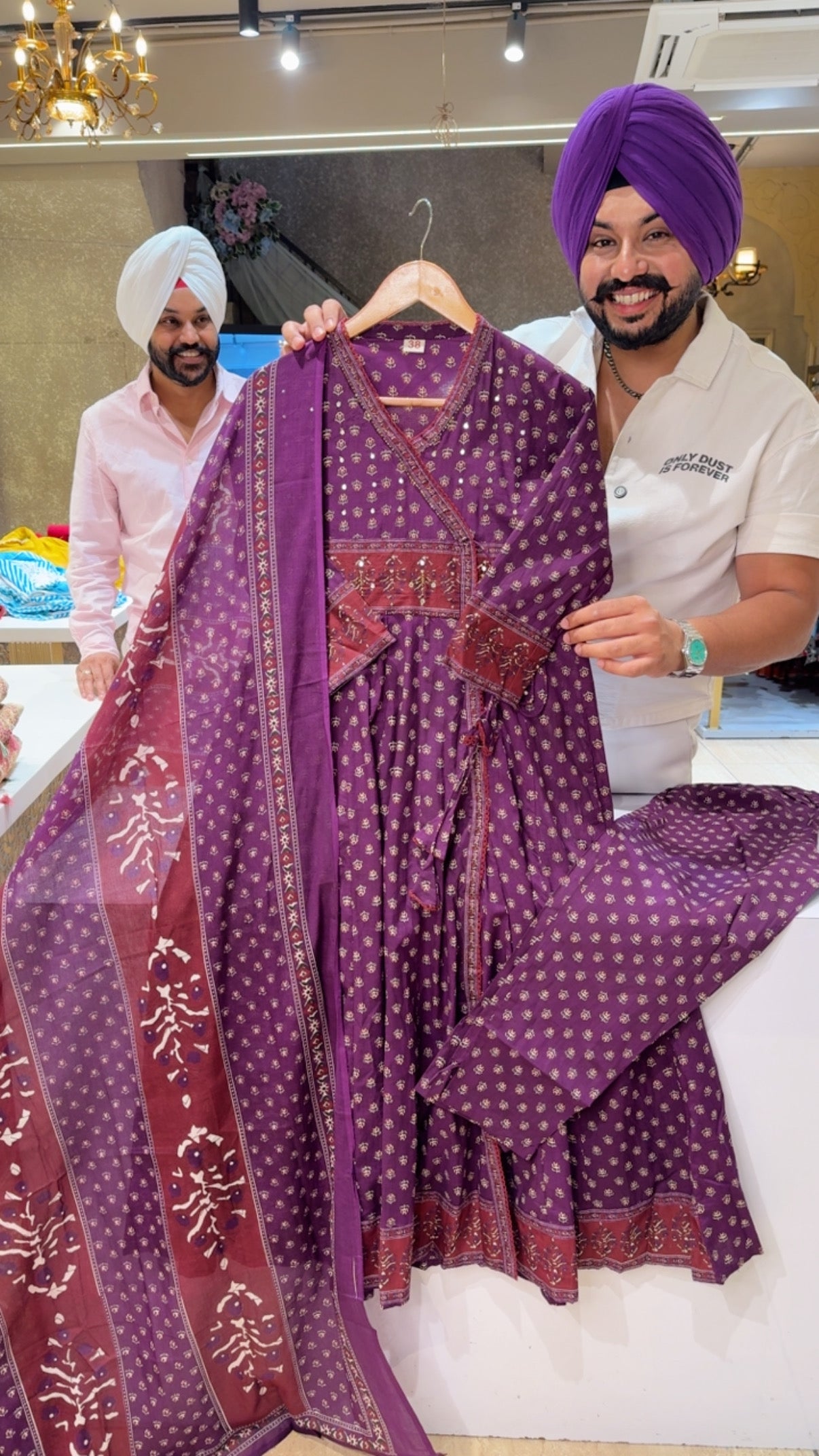 Bright Wine pure Cotton Angrakha Office Wear Anarkali Suit with Sleek Embroidery work on Neck