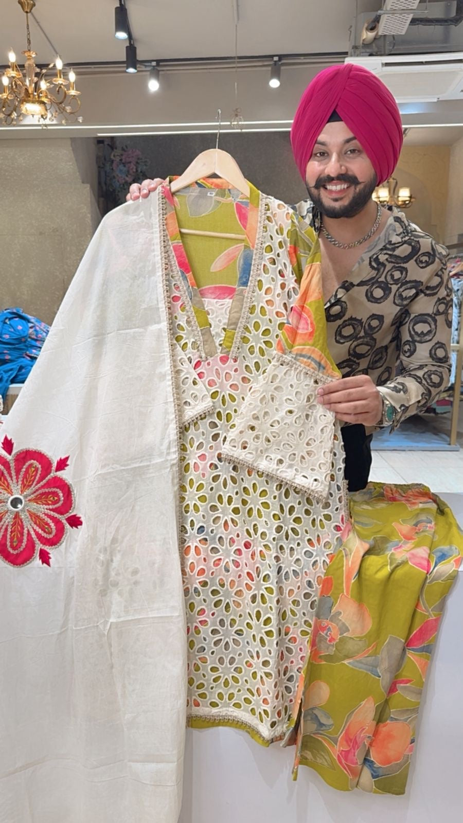 Mint Green Rayon Floral Print Fully Shifli Cutwork suits with Beautiful Embroidery work on
Duppatta