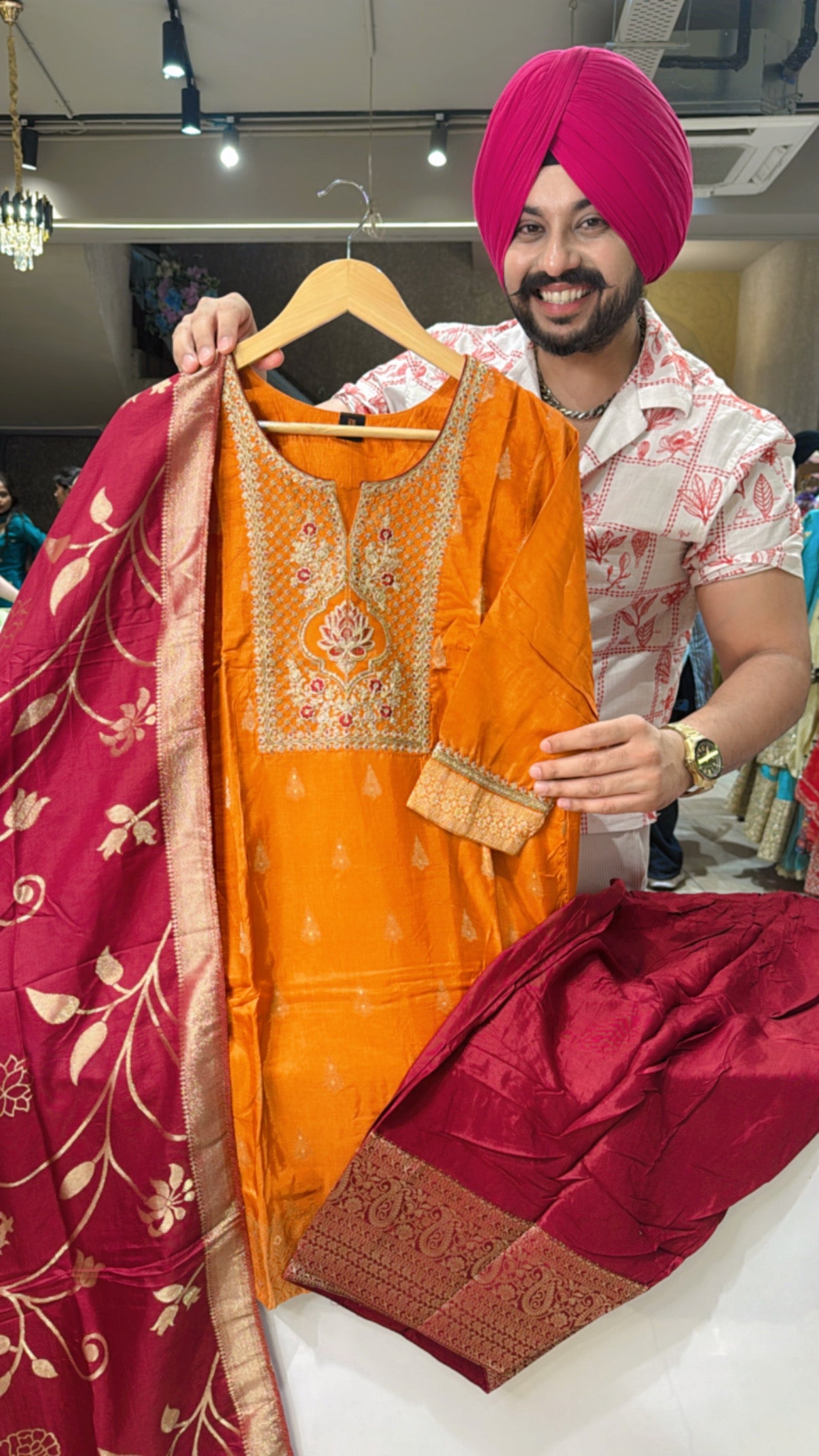 Rusty Orange Banarasi Farshi Salwar With Beautiful Duppata
